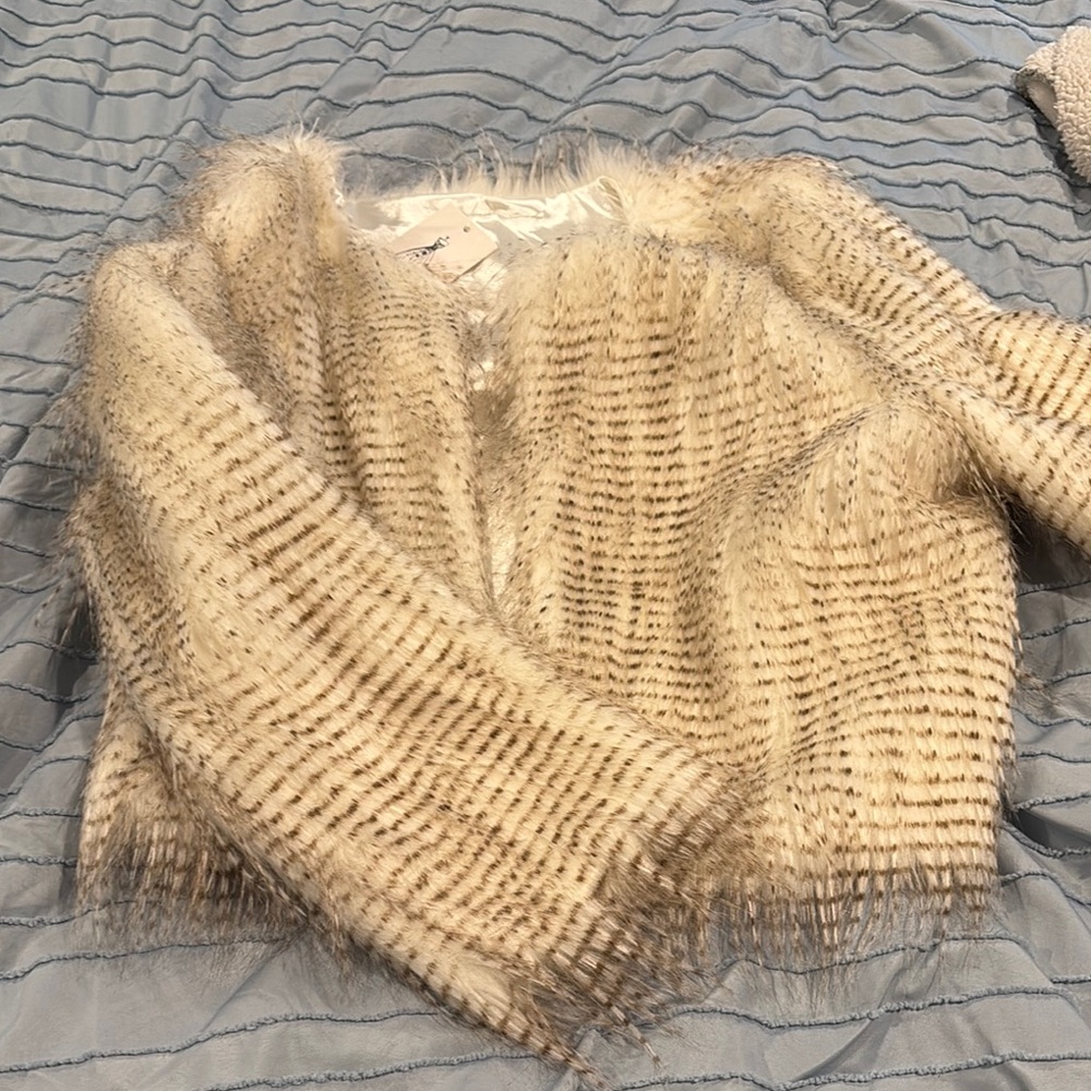 Amazon Cream and Brown Cardigan Sweater with Chunky Knit